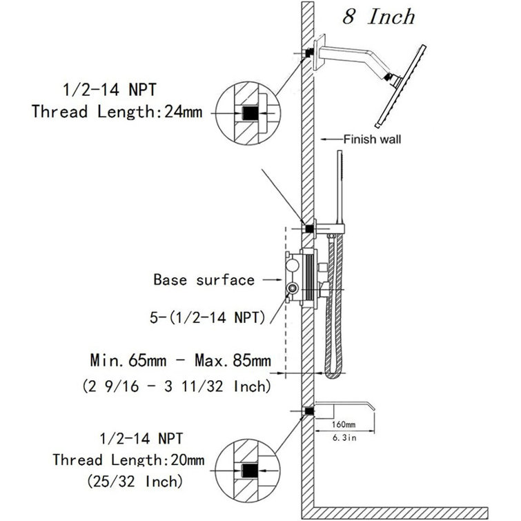 HIGEMZ Brushed Nickel Bathtub Shower Faucet set,Shower Combo Wayfair
